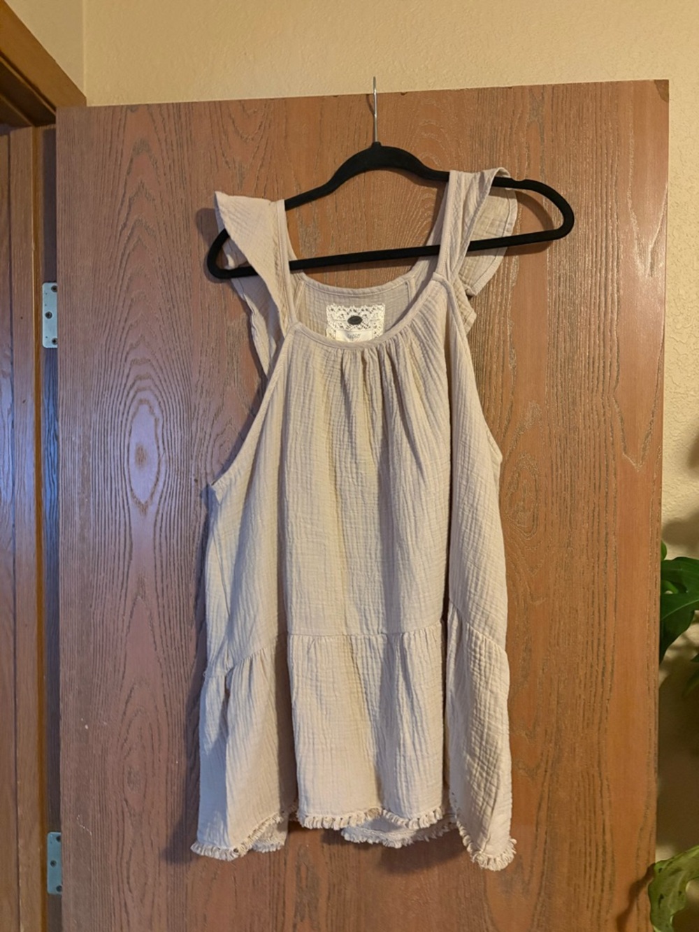 Women’s Cream Ruffled Strap Tank Top